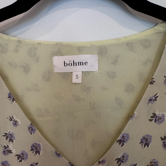 Bohme Sage Floral Blouse Romantic Cottagecore Fall Top Smocked Sleeves S - Picture 2 of 10